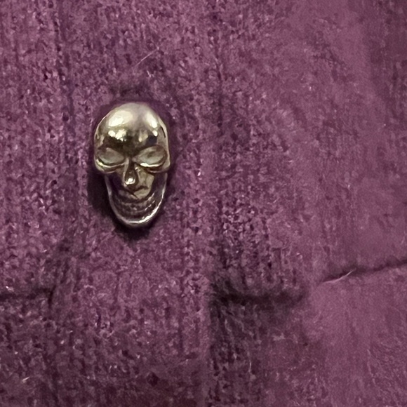 Midnight Hour skull button, shirred back cardigan - Picture 2 of 5